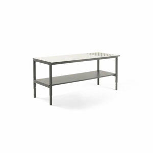 Pracovní stůl CARGO, s kuličkami a spodní policí, 2400x750 mm, bílá deska, šedý