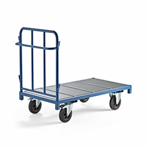 Plošinový vozík, 1 stěna, 1300x700 mm, 600 kg, modrý