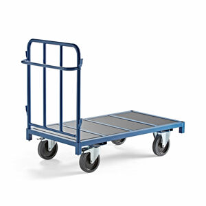 Plošinový vozík, 1 stěna, 1300x700 mm, 1200 kg, modrý