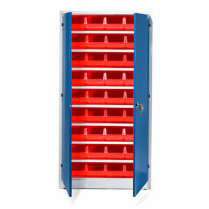 Skříň s plastovými boxy 9000 + STYLE, 1900x1000x400 mm, 36 červených boxů