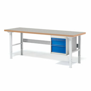 Dílenský stůl SOLID 750, 2000x800 mm, 3 zásuvky, vinylový povrch