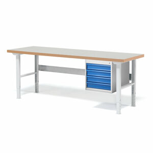Dílenský stůl SOLID 750, 2000x800 mm, 4 zásuvky, vinylový povrch