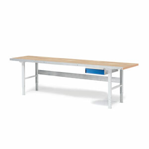 Dílenský stůl SOLID 750, 2500x800 mm, 1 zásuvka, dubový povrch
