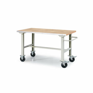 Mobilní dílenský stůl Solid, 1500x800 mm, dubový povrch