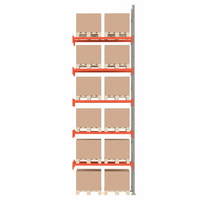 Paletový regál ULTIMATE, přídavný, 12 palet, 500 kg/paleta, výška 6000 mm