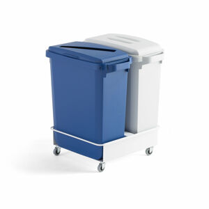 Sada: 2 odpadkové koše 60 l, šedý a modrý + vozík