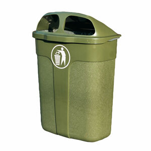 Venkovní odpadkový koš WALTER, 60 l, olivově zelený