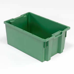 Plastová přepravka WHYTE, stohovatelná, 50 l, 600x400x270 mm, zelená