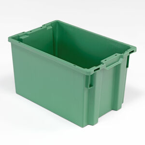 Plastová přepravka WHYTE, stohovatelná, 66 l, 600x400x350 mm, zelená