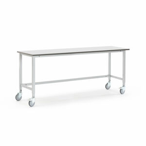 Pojízdný dílenský stůl MOTION, 2000x600 mm, šedá deska HPL