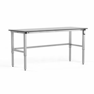 Pracovní stůl MOTION, manuální zdvih, nosnost 150 kg, 2000x600 mm, šedá deska HPL