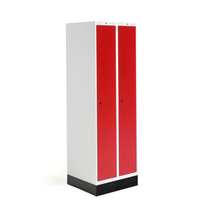 Šatní skříňka ROZ, 2 sekce, se soklem, 1890x600x550 mm, červená