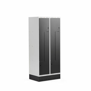 Šatní skříňka CLASSIC Z, se soklem, 2 sekce, 4 dveře, 1890x800x550 mm, černé dveře