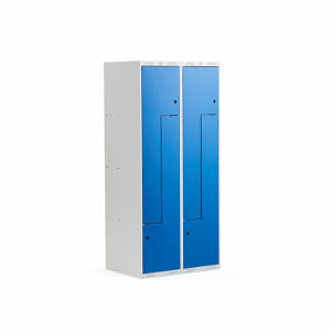 Šatní skříňka CLASSIC Z, 2 sekce, 4 boxy, 1800x800x500 mm, kovové dveře, modré