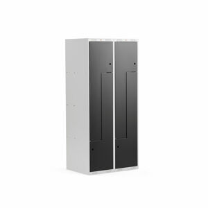 Šatní skříňka CLASSIC Z, 2 sekce, 4 boxy, 1800x800x500 mm, šedá/černé dveře