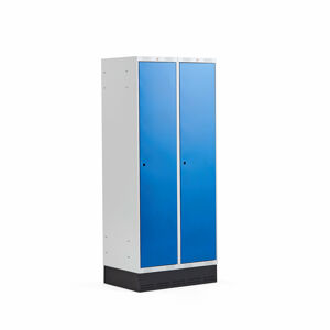 Šatní skříňka CLASSIC, se soklem, 2 sekce, 1890x800x550 mm, modré dveře
