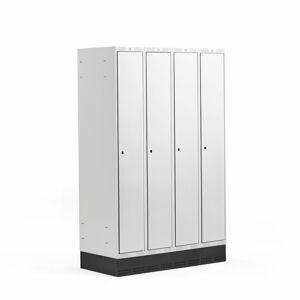 Šatní skříňka CLASSIC, se soklem, 4 sekce, 1890x1200x550 mm, šedé dveře