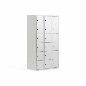 Boxová šatní skříň CLASSIC, 3 sekce, 18 boxů, 1740x900x550 mm, šedá, šedé dveře