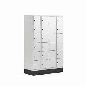Boxová šatní skříň CLASSIC, se soklem, 4 sekce, 24 boxů, 1890x1200x550 mm, šedé dveře