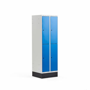 Boxová šatní skříň CLASSIC, se soklem, 2 sekce, 4 boxy, 1890x600x550 mm, modré dveře