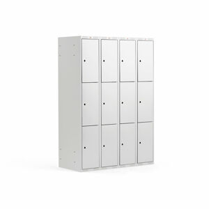 Boxová šatní skříň CLASSIC, 4 sekce, 12 boxů, 1740x1200x550 mm, šedá, šedé dveře