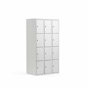 Boxová šatní skříň CLASSIC, 3 sekce, 12 boxů, 1740x900x550 mm, šedá, šedé dveře