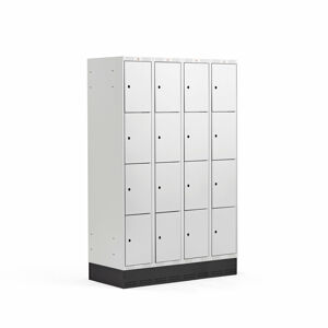 Boxová šatní skříň CLASSIC, se soklem, 4 sekce, 16 boxů, 1890x1200x550 mm, šedé dveře