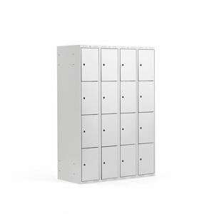 Boxová šatní skříň CLASSIC, 4 sekce, 16 boxů, 1740x1200x550 mm, šedá, šedé dveře