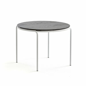 Konferenční stolek ASHLEY, Ø770 mm, výška 530 mm, bílá, černá deska
