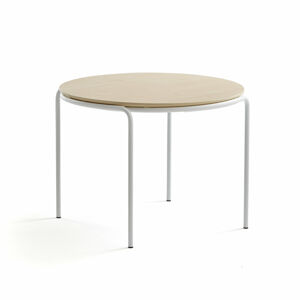 Konferenční stolek ASHLEY, Ø770 mm, výška 530 mm, bílá, bříza