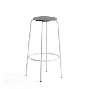 Barová židle TIMMY, výška 730 mm, bílé nohy, tmavě šedý sedák