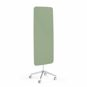 Mobilní skleněná tabule STELLA, magnetická, kulaté rohy, pastelově zelená