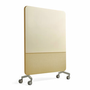 Skleněná tabule s akustickým panelem MARY, mobilní, 1500x1960 mm, žlutá