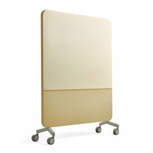 Skleněná tabule s akustickým panelem MARY, mobilní, 1500x1960 mm, žlutá