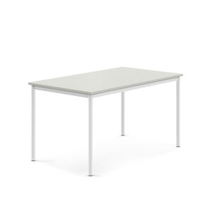 Stůl SONITUS, 1400x800x720 mm, bílé nohy, HPL deska, šedá