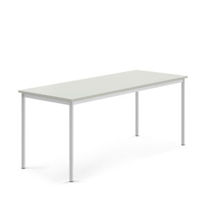 Stůl SONITUS, 1800x700x720 mm, bílé nohy, HPL deska, šedá