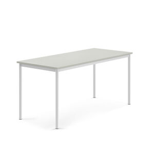 Stůl SONITUS, 1600x700x720 mm, bílé nohy, HPL deska, šedá