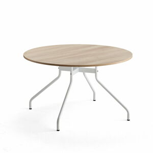 Stůl AROUND, Ø1200 mm, bílá, dub