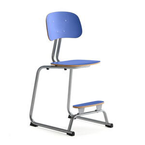 Školní židle YNGVE, ližinová podnož, výška 520 mm, stříbrná/modrá