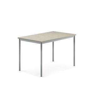 Stůl SONITUS, 1200x800x760 mm, stříbrné nohy, deska s linoleem, šedá