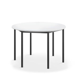 Stůl BORÅS, Ø1200x760 mm, antracitově šedé nohy, HPL deska, bílá