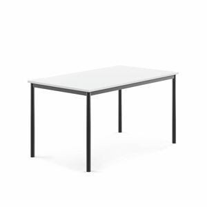 Stůl SONITUS, 1400x800x720 mm, antracitově šedé nohy, HPL deska, bílá