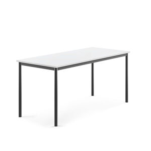 Stůl SONITUS, 1600x700x720 mm, antracitově šedé nohy, HPL deska, bílá