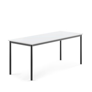 Stůl SONITUS, 1800x700x720 mm, antracitově šedé nohy, HPL deska, bílá