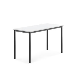Stůl SONITUS, 1400x600x760 mm, antracitově šedé nohy, HPL deska, bílá