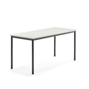 Stůl SONITUS, 1600x700x760 mm, antracitově šedé nohy, HPL deska, bílá