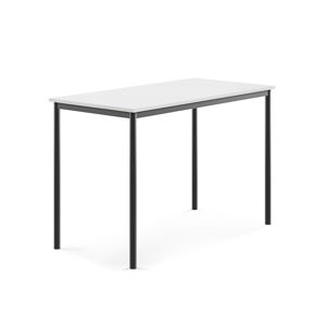 Stůl SONITUS, 1400x700x900 mm, antracitově šedé nohy, HPL deska, bílá