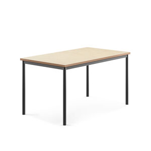 Stůl SONITUS, 1400x800x720 mm, antracitově šedé nohy, deska s linoleem, béžová