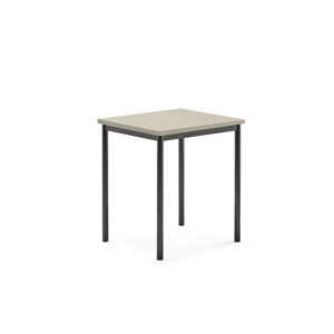 Stůl SONITUS, 700x600x760 mm, antracitově šedé nohy, deska s linoleem, šedá