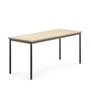 Stůl SONITUS, 1800x700x760 mm, antracitově šedé nohy, deska s linoleem, béžová